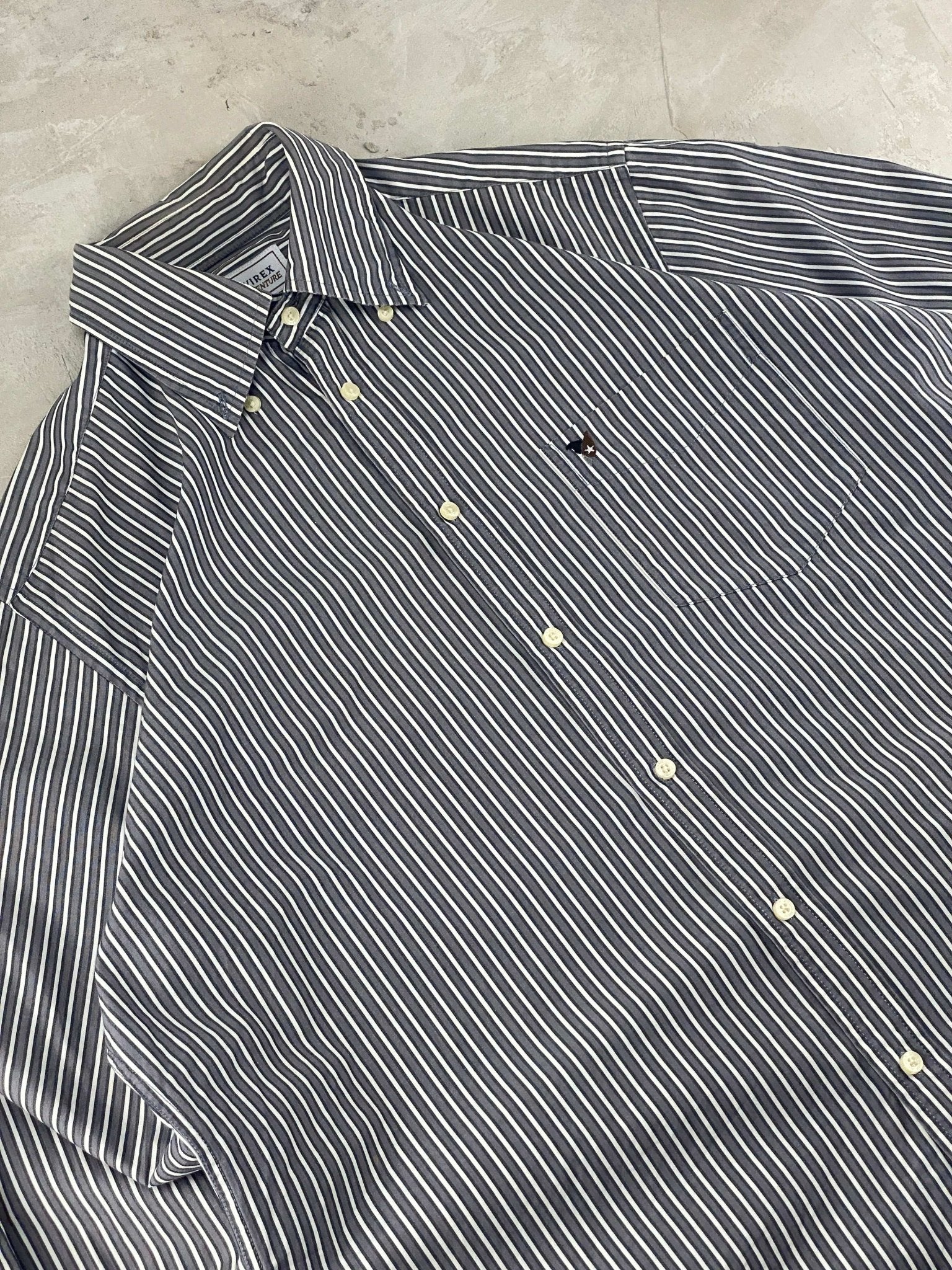 AVIREX ADVENTURE STRIPED SHIRT GREY (L) - L - grabbers.studio
