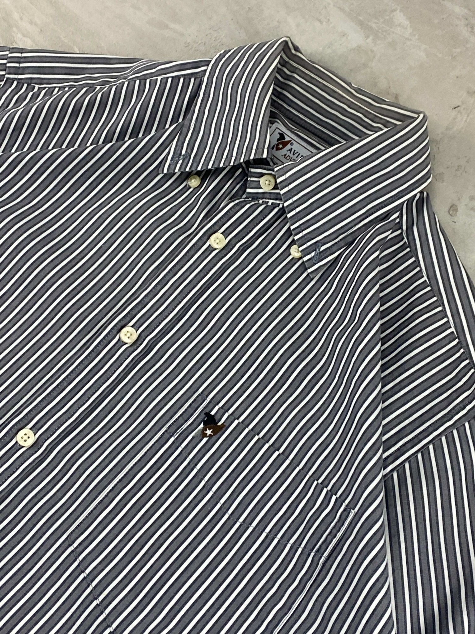 AVIREX ADVENTURE STRIPED SHIRT GREY (L) - L - grabbers.studio