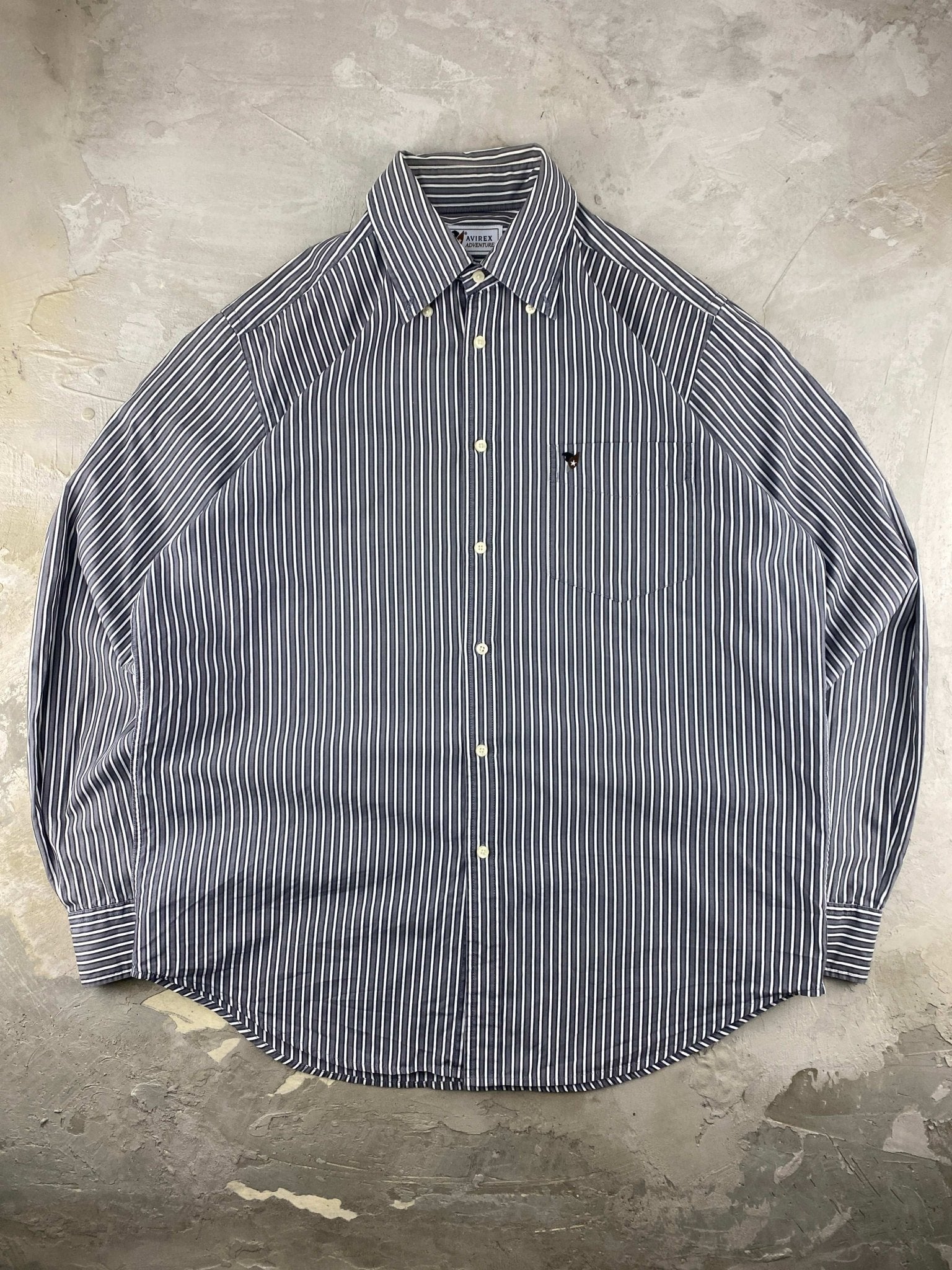 AVIREX ADVENTURE STRIPED SHIRT GREY (L) - L - grabbers.studio
