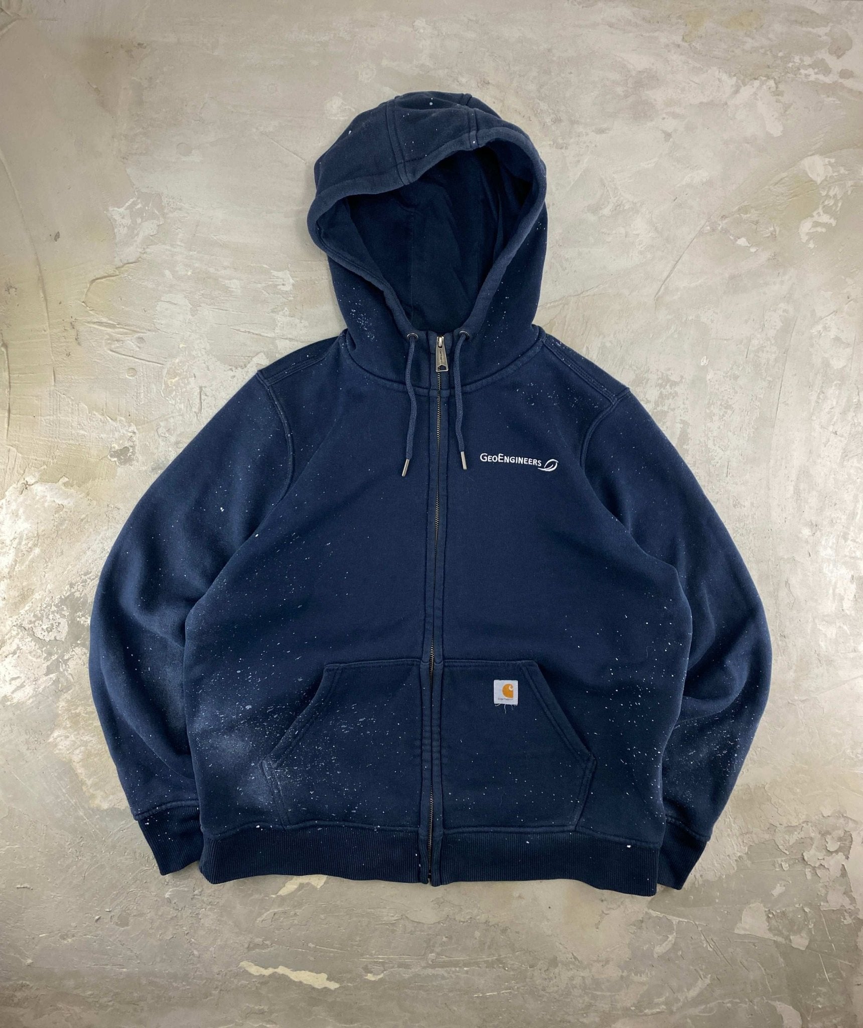 CARHARTT ZIP UP HOODIE SPRAY PAINTED BLUE NAVY (L12/14) - L - grabbers.studio