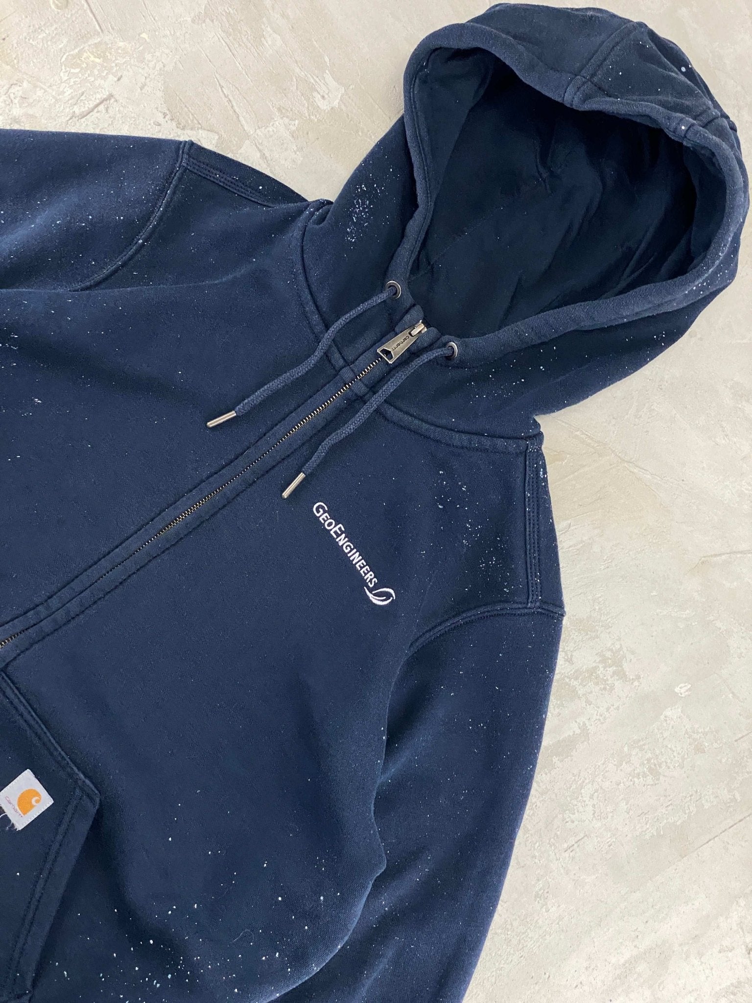 CARHARTT ZIP UP HOODIE SPRAY PAINTED BLUE NAVY (L12/14) - L - grabbers.studio