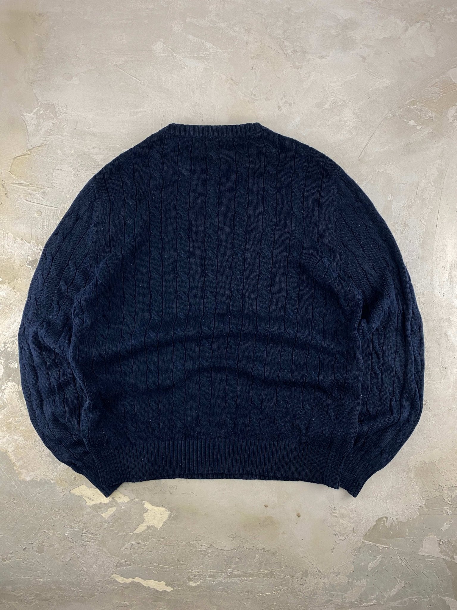 NAUTICA CABLE KNIT SWEATER BLUE NAVY (M) - M - grabbers.studio