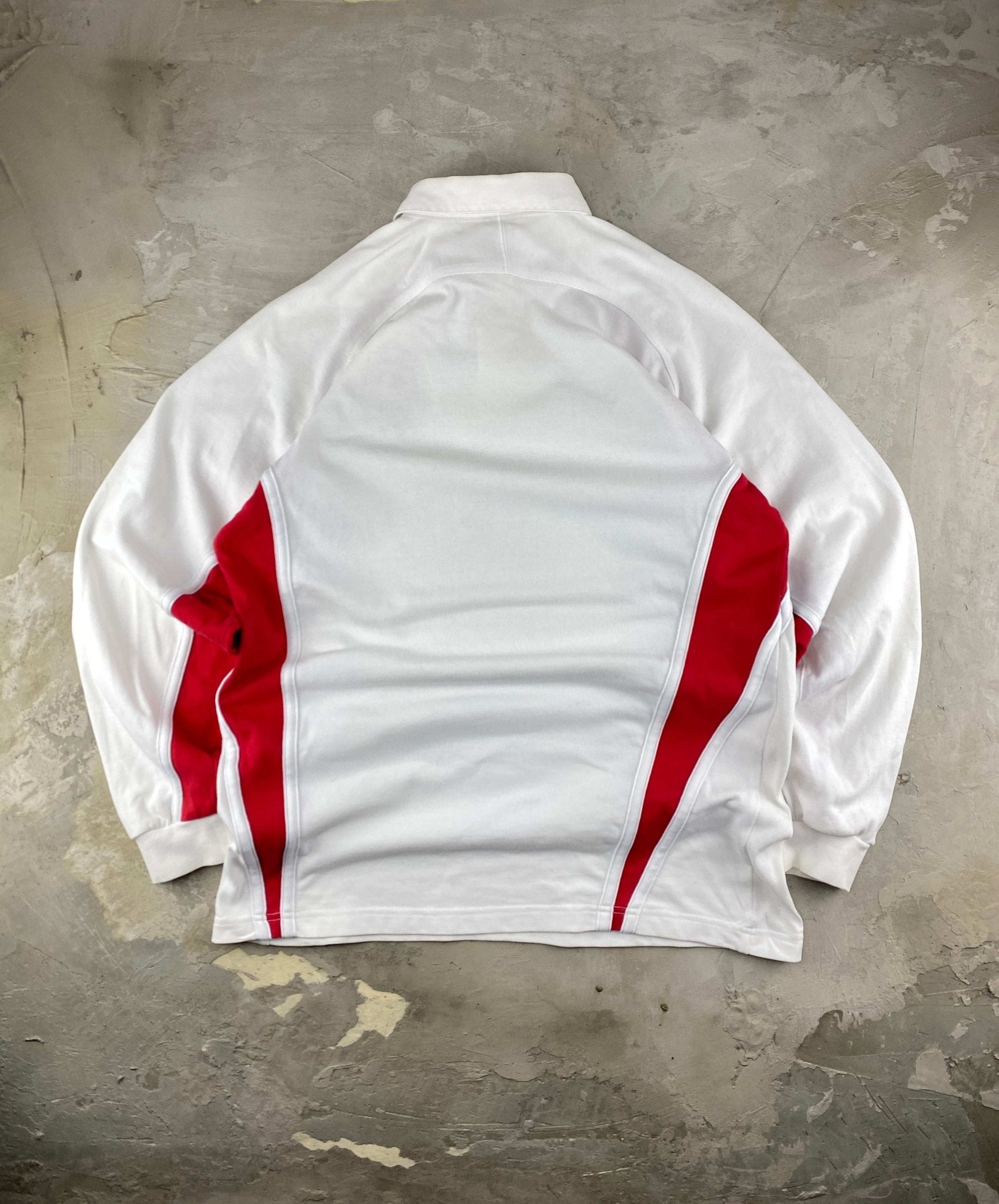 NIKE ENGLAND RUGBY TEAM LONG SLEEVE POLO WHITE/RED (L) - L - grabbers.studio
