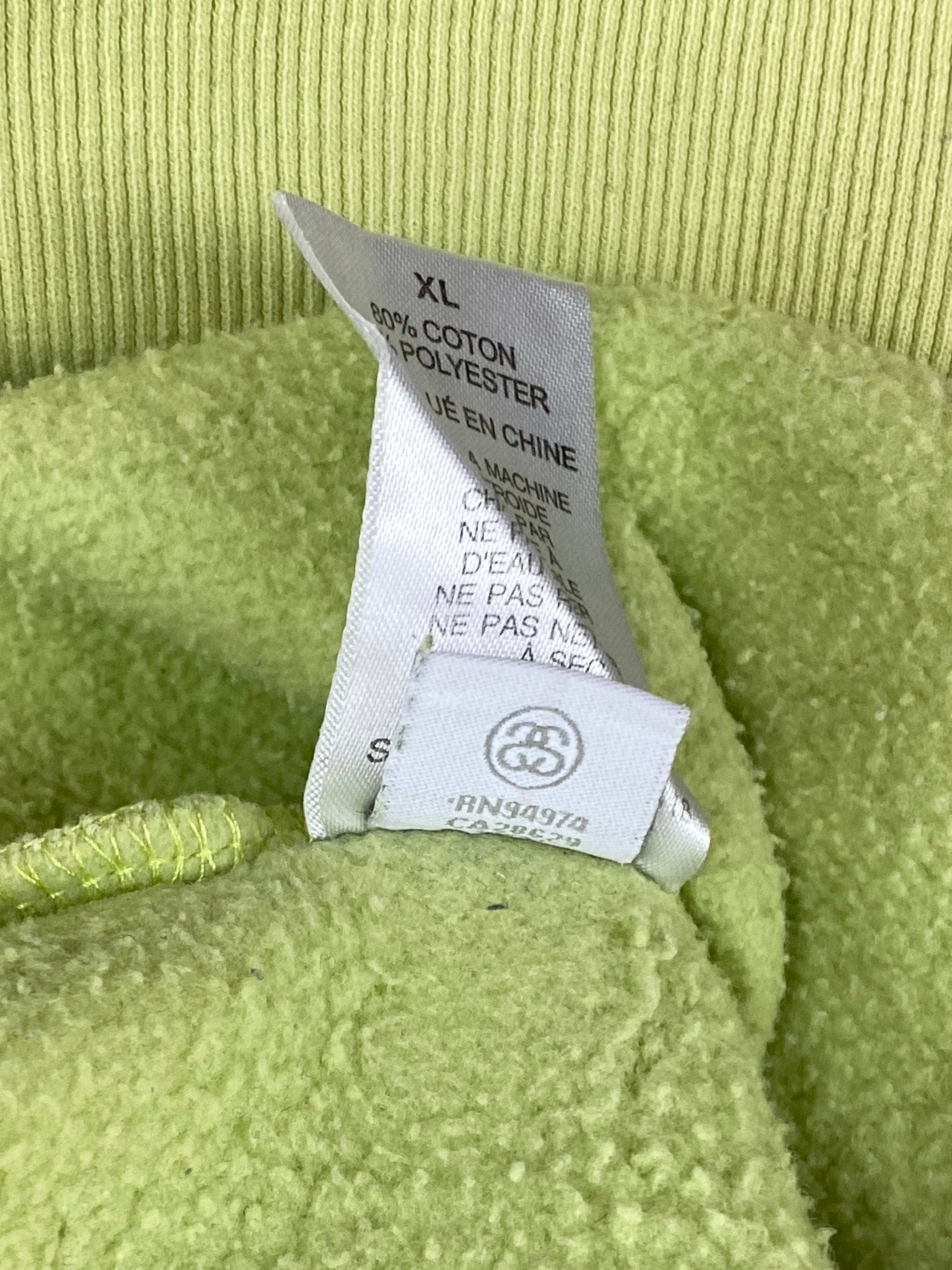 STUSSY SIGNATURE HOODIE ACID GREEN (XL) - XL - grabbers.studio