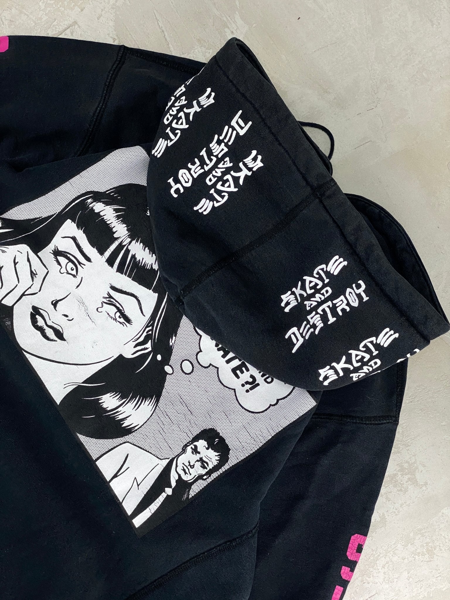 SUPREME X THRASHER HOODIE “SKATE & DESTROY” BLACK (L) - L - grabbers.studio