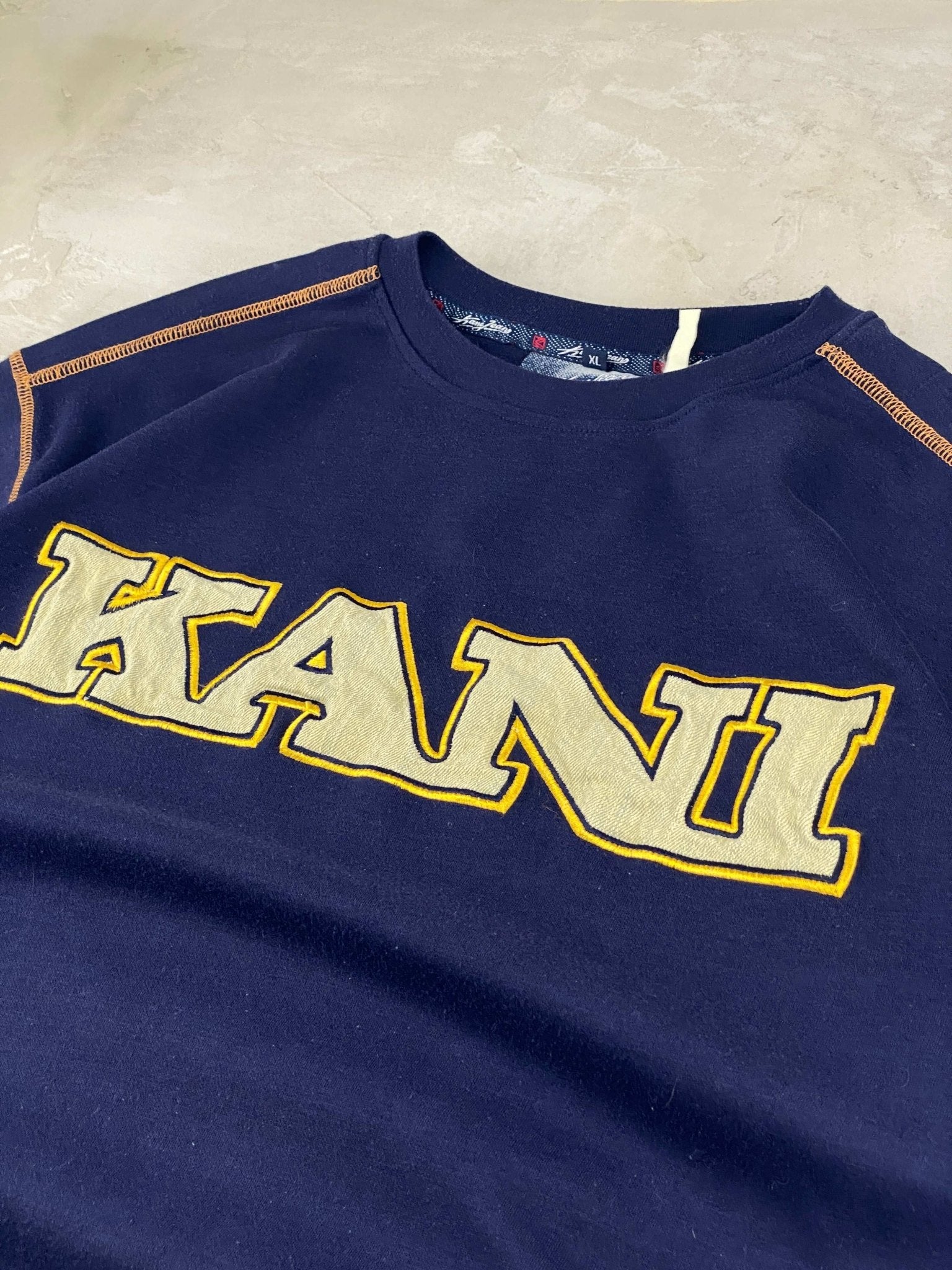 VINTAGE 90s KARL KANI TEE OVERSIZED BLUE NAVY (XL) - XL - grabbers.studio