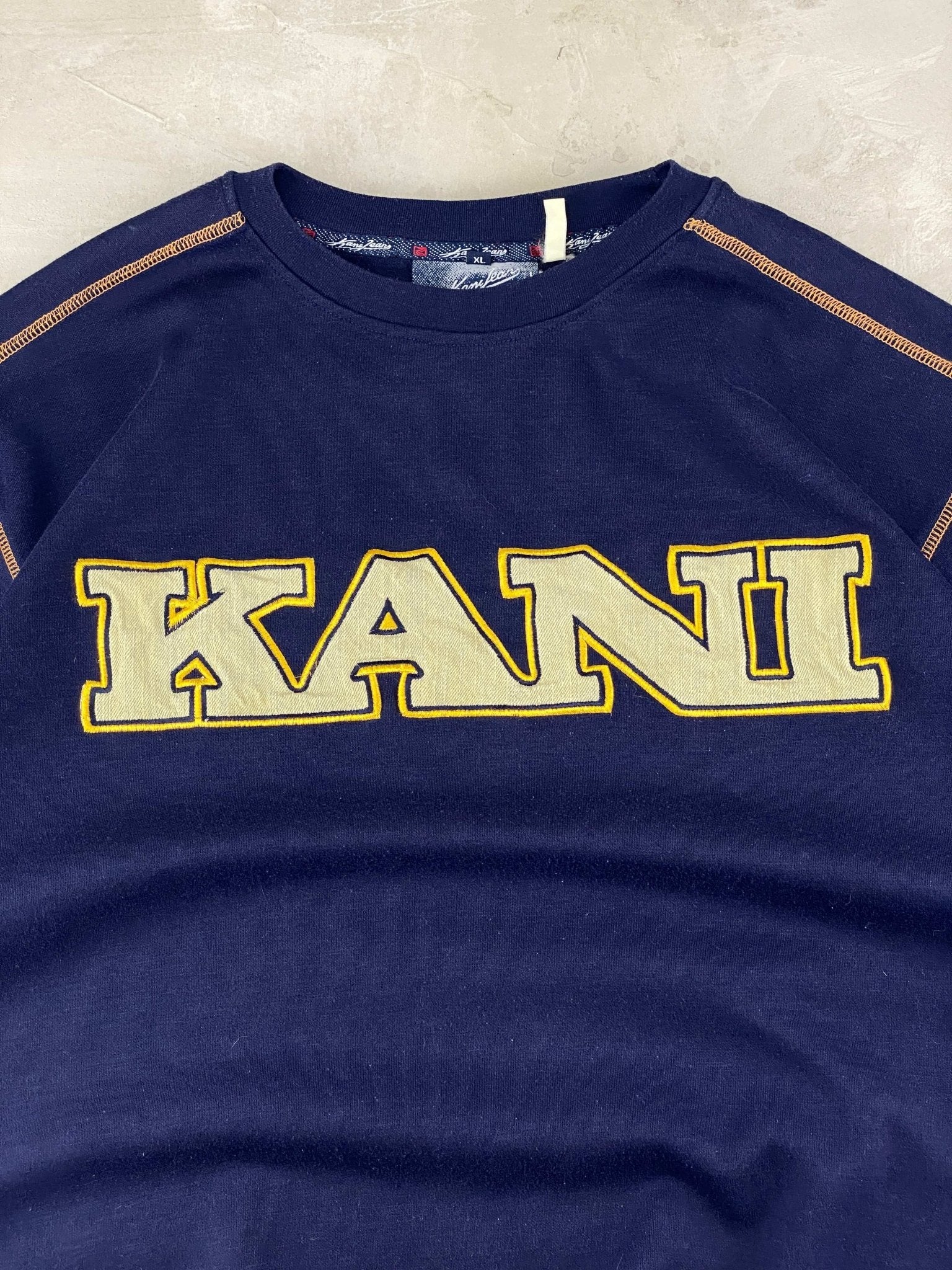 VINTAGE 90s KARL KANI TEE OVERSIZED BLUE NAVY (XL) - XL - grabbers.studio
