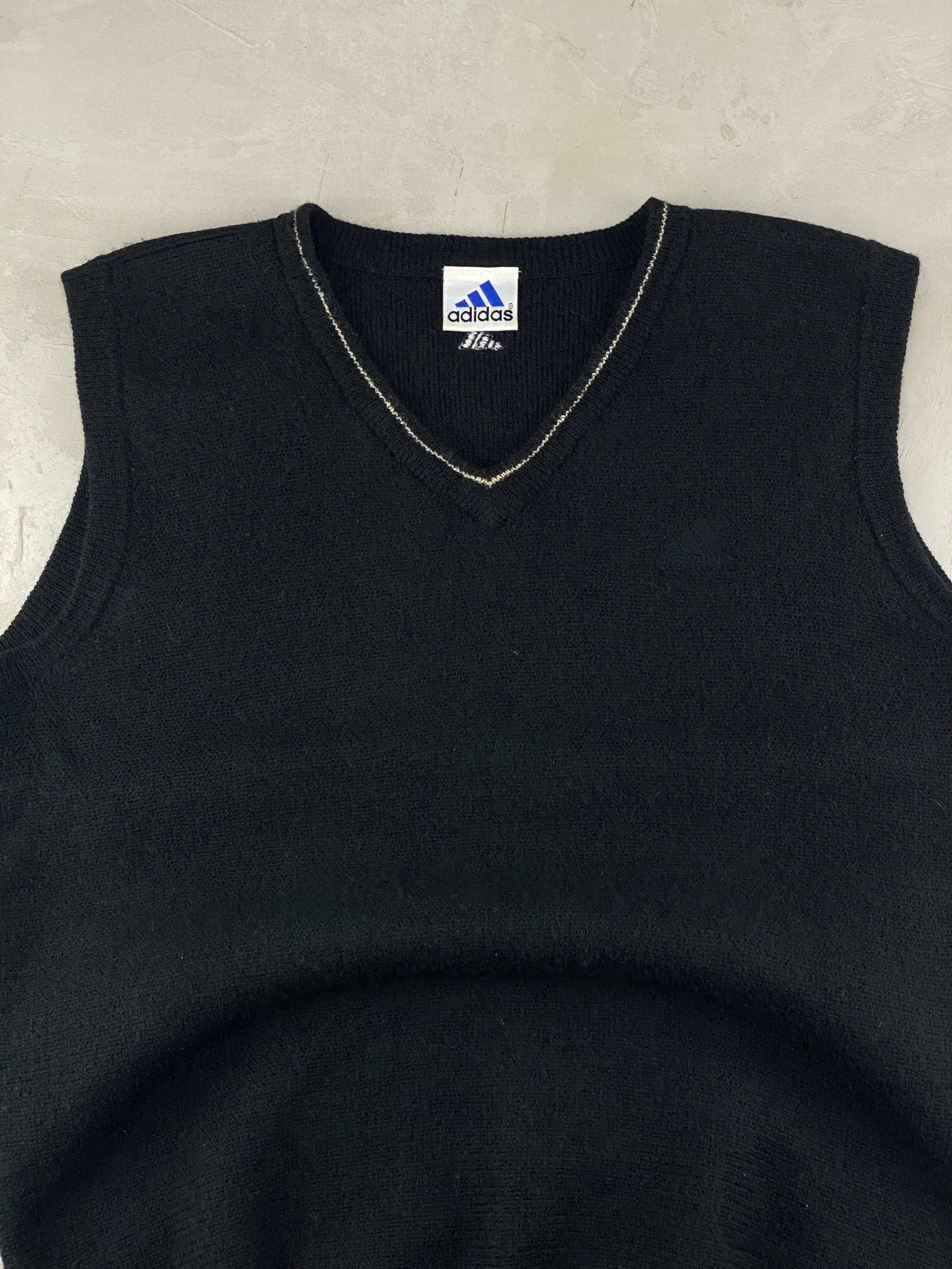 VINTAGE ADIDAS HEAVY VEST SWEATER BLACK (L) - L - grabbers.studio