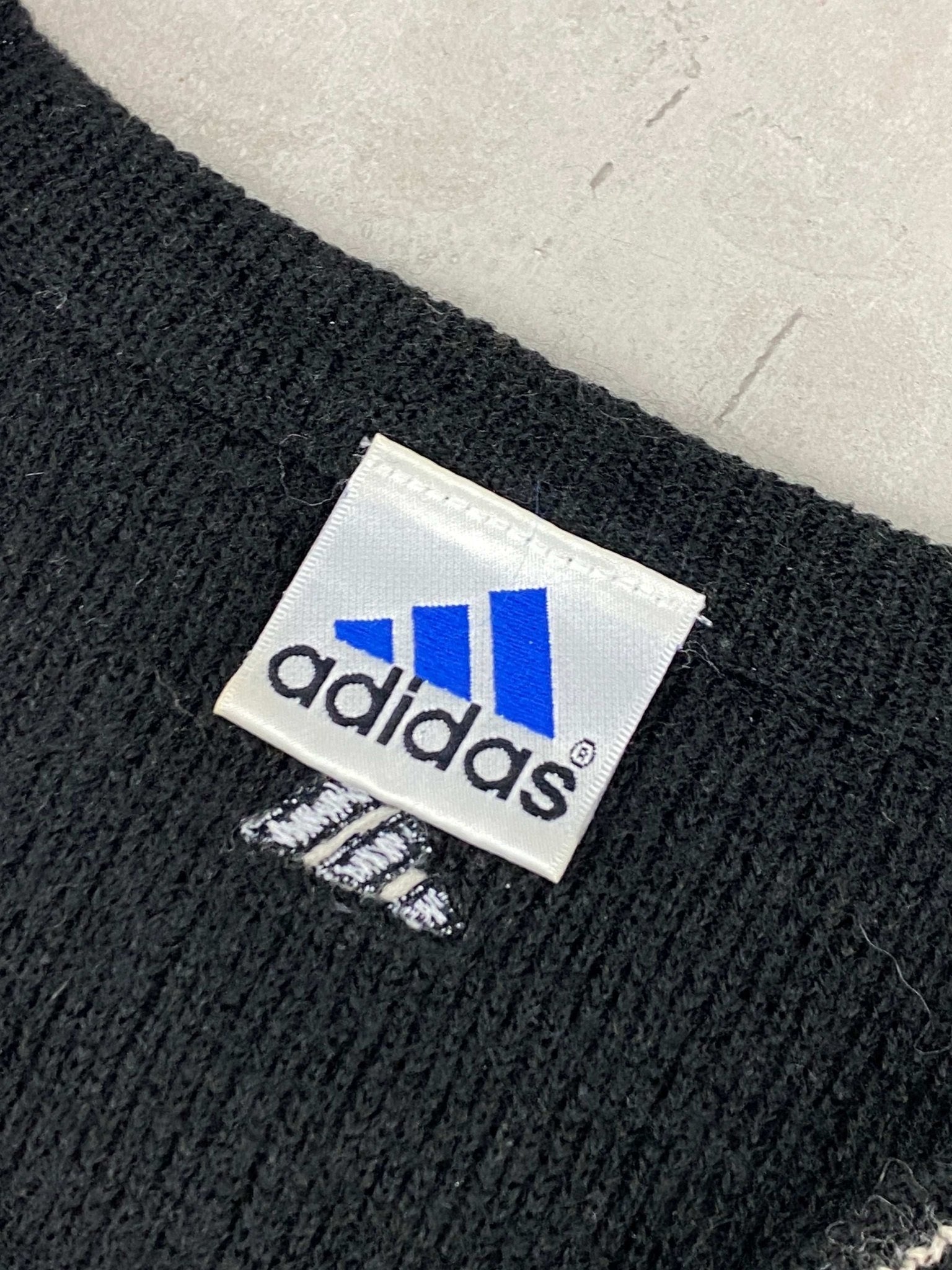 VINTAGE ADIDAS HEAVY VEST SWEATER BLACK (L) - L - grabbers.studio