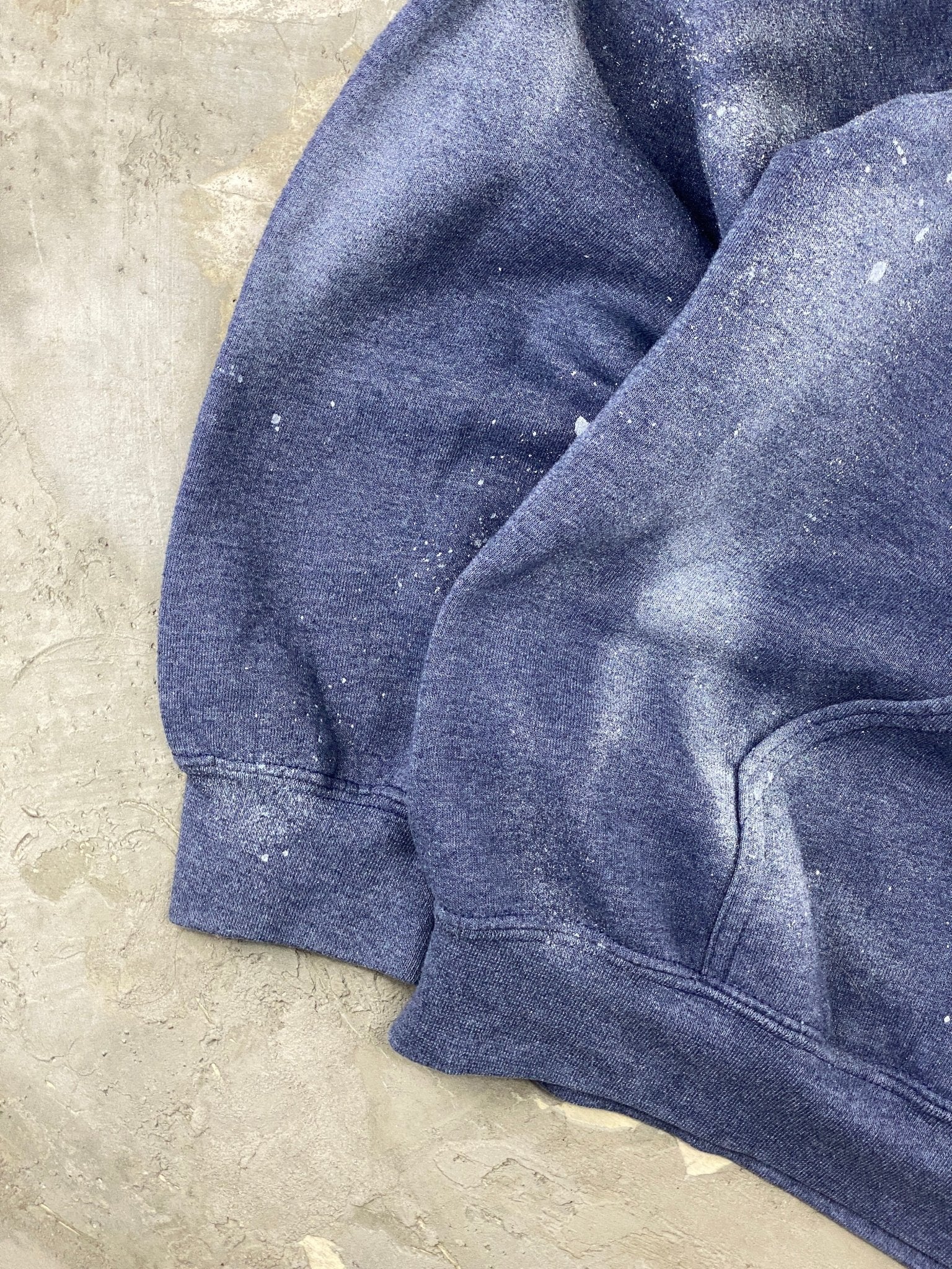 VINTAGE COLLEGE STYLE HOODIE BOXY FIT PAINT FADED BLUE (L) - L - grabbers.studio