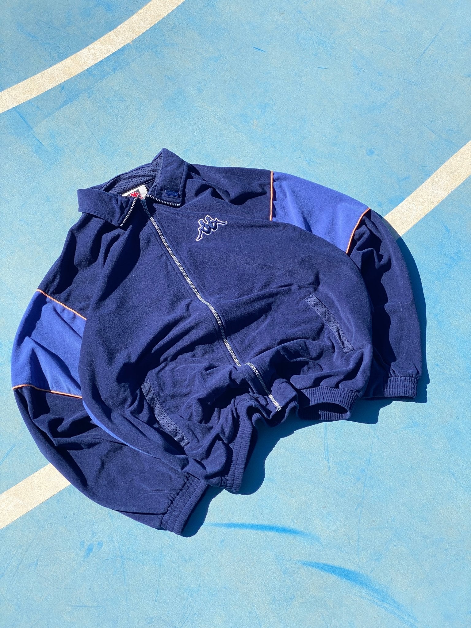 VINTAGE KAPPA PILE FULL ZIP SWEATSHIRT BLUE (XL) - XL - grabbers.studio