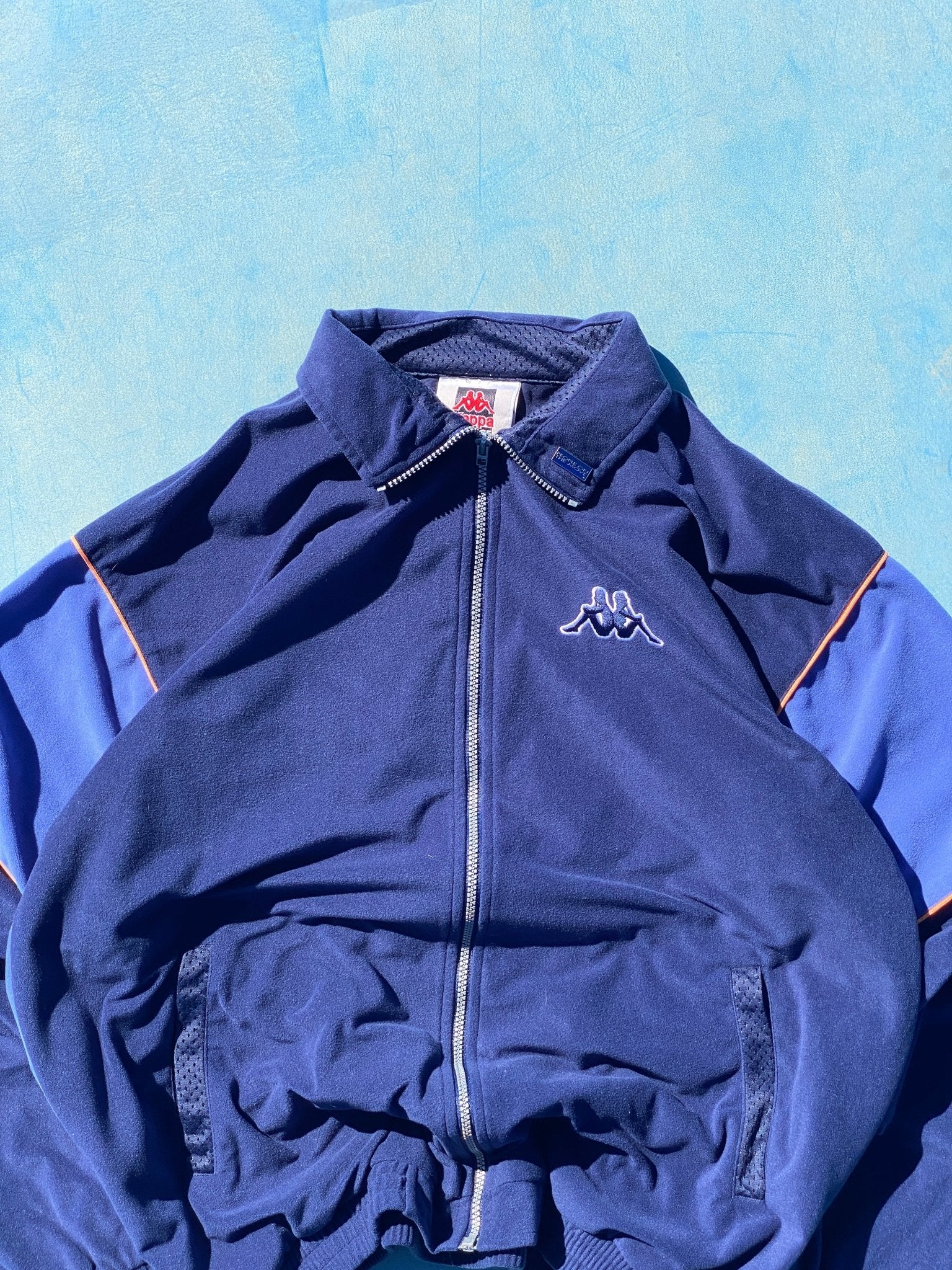 VINTAGE KAPPA PILE FULL ZIP SWEATSHIRT BLUE (XL) - XL - grabbers.studio