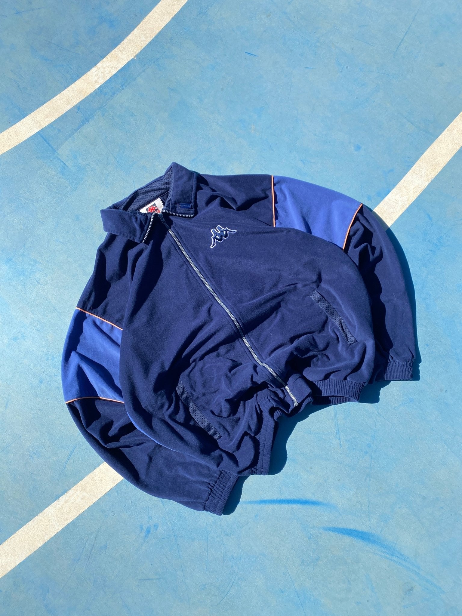 VINTAGE KAPPA PILE FULL ZIP SWEATSHIRT BLUE (XL) - XL - grabbers.studio