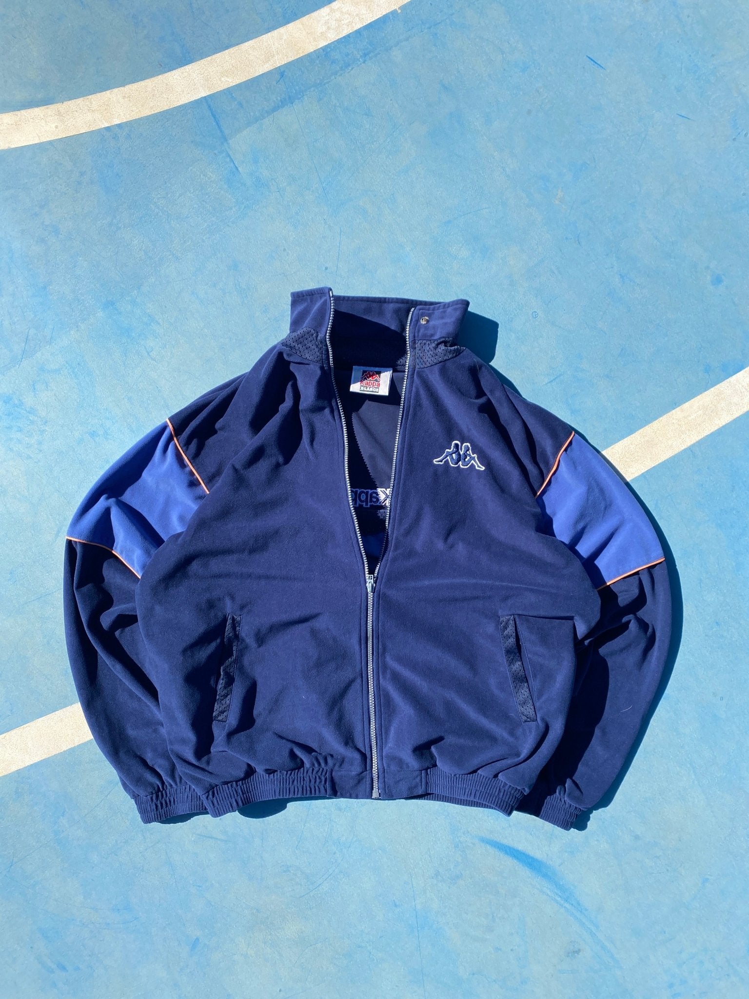 VINTAGE KAPPA PILE FULL ZIP SWEATSHIRT BLUE (XL) - XL - grabbers.studio