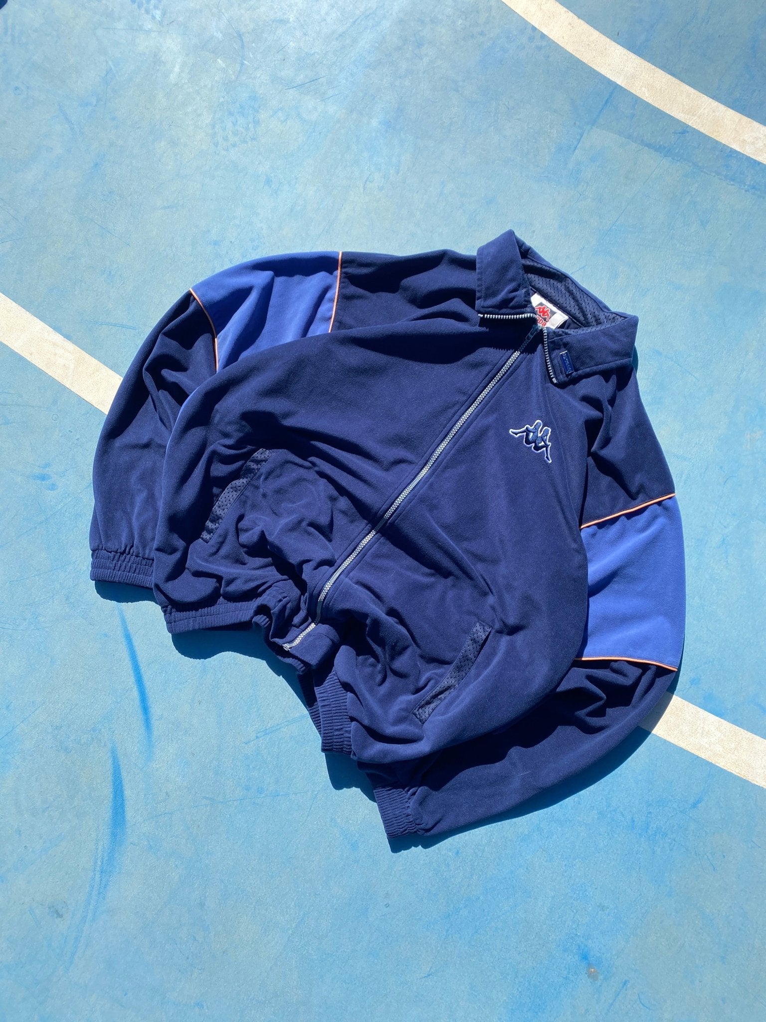 VINTAGE KAPPA PILE FULL ZIP SWEATSHIRT BLUE (XL) - XL - grabbers.studio
