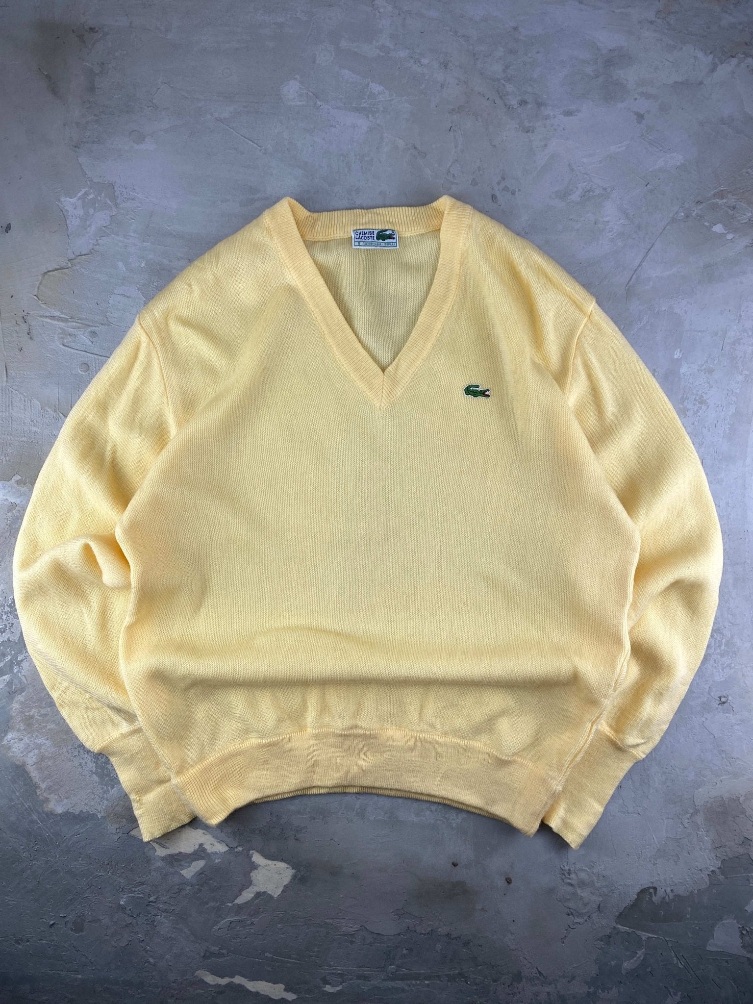 VINTAGE LACOSTE POLO COLORBLOCK GREEN/RED (L) - L - grabbers.studio