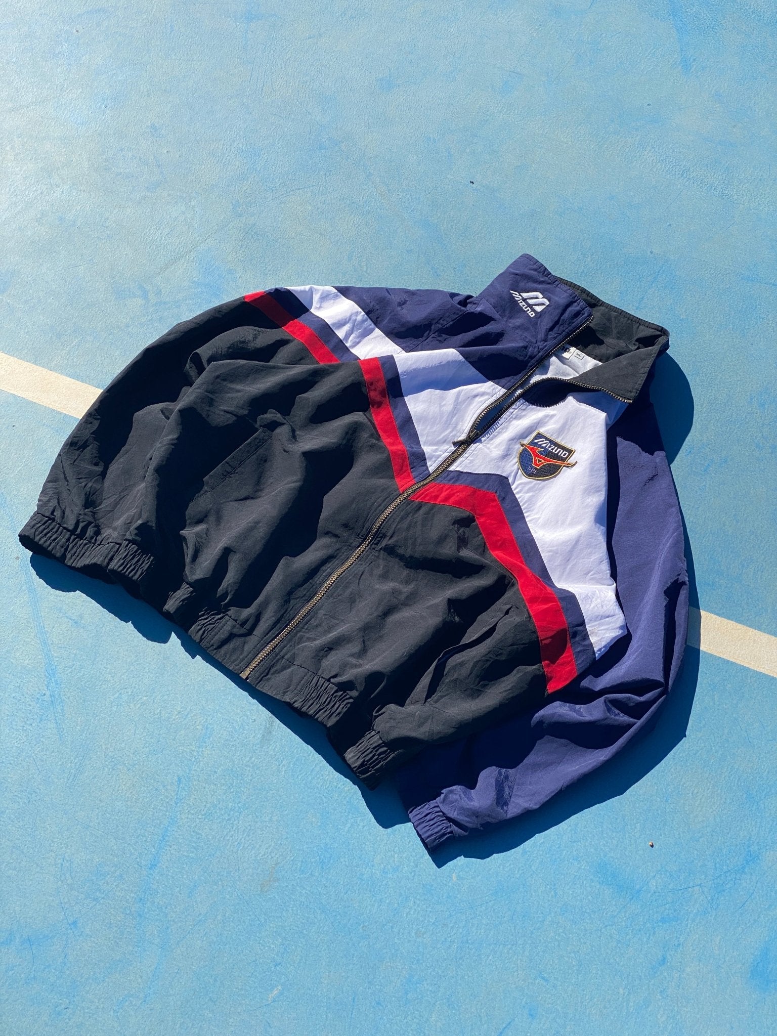 VINTAGE MIZUNO MADE IN JAPAN TRACK JACKET BLUE/BLACK (XL) - XL - grabbers.studio