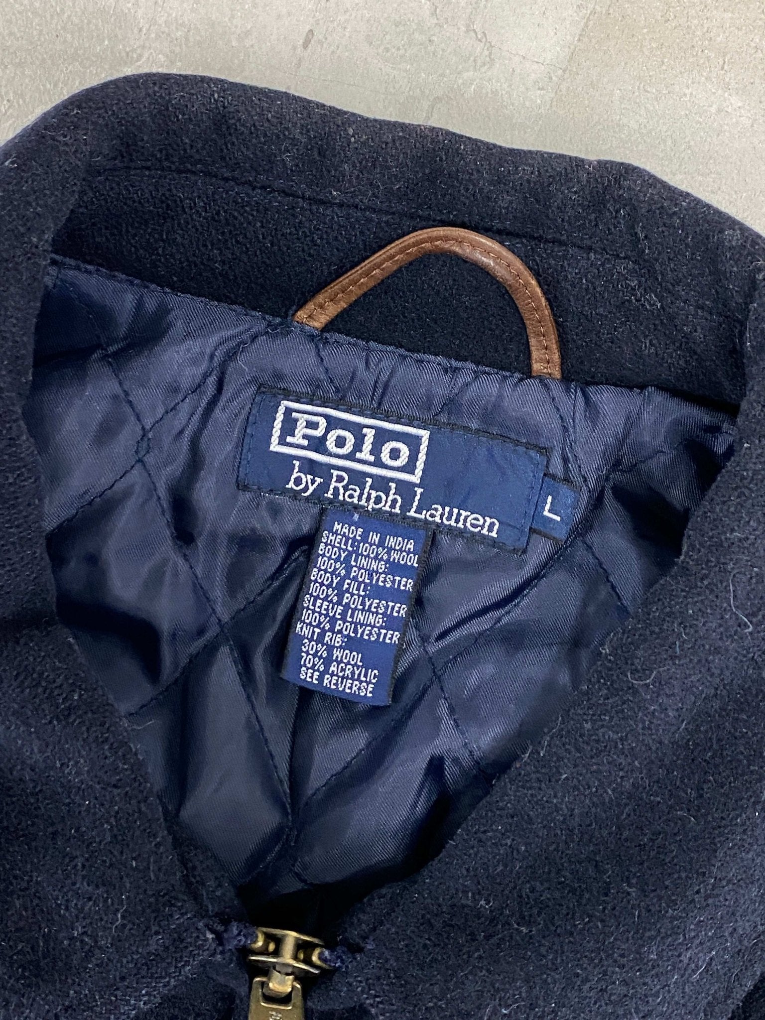 VINTAGE RALPH LAUREN HARRINGTON JACKET BLUE NAVY (L) - L - grabbers.studio
