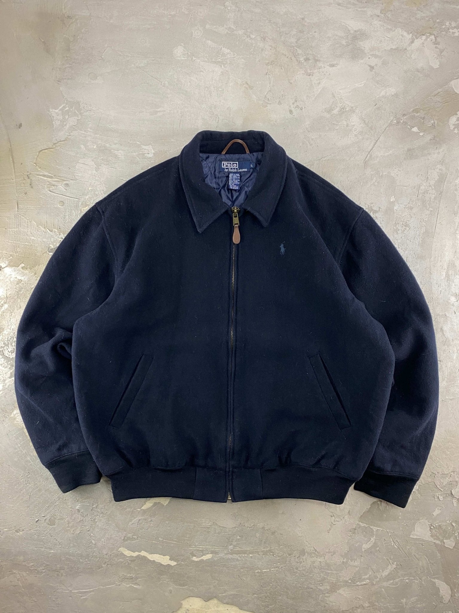 VINTAGE RALPH LAUREN HARRINGTON JACKET BLUE NAVY (L) - L - grabbers.studio