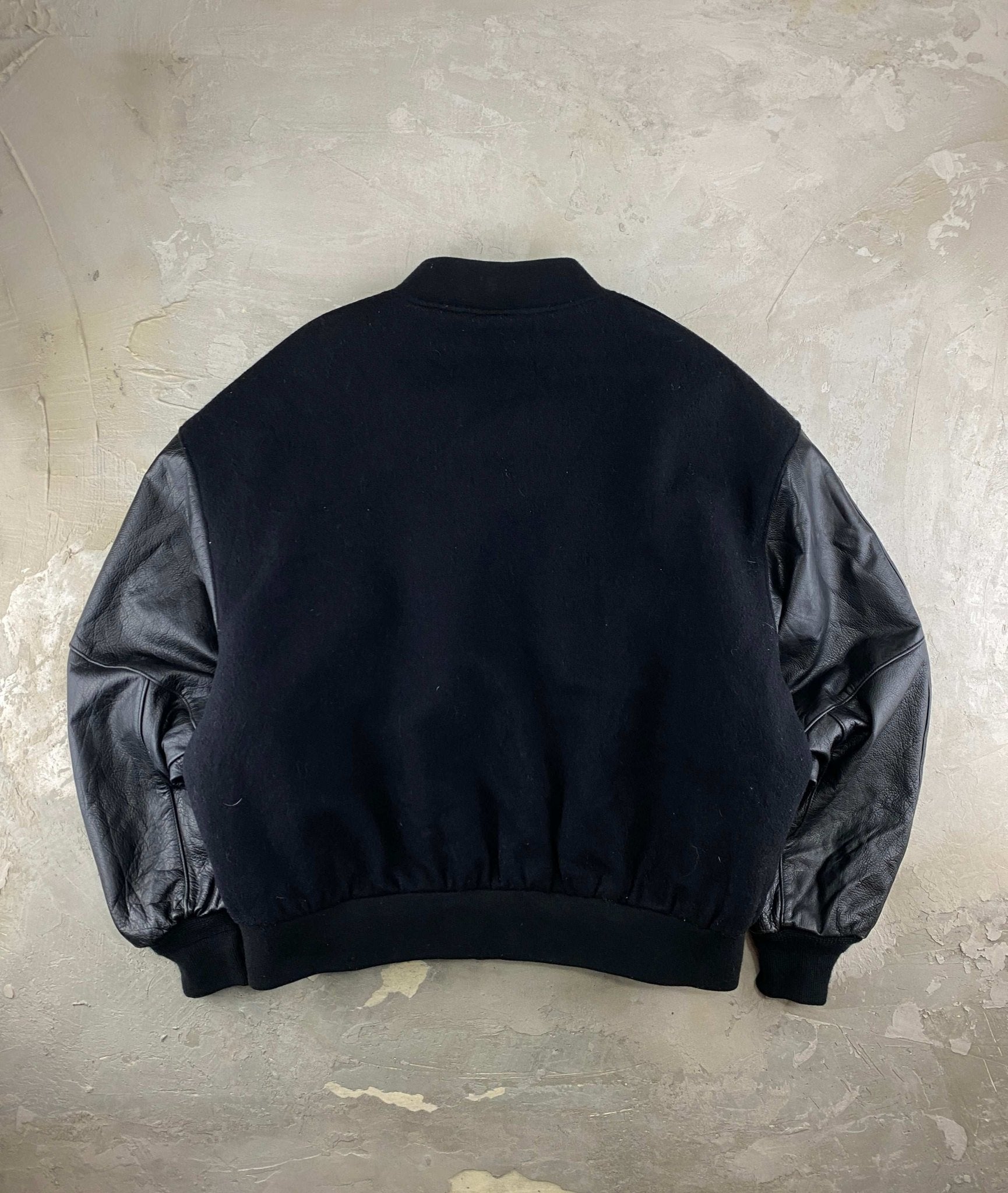 VINTAGE REED VARSITY JACKET FIREFIGHTER MADE IN USA BLACK (XL/XXL) - 2XL - grabbers.studio