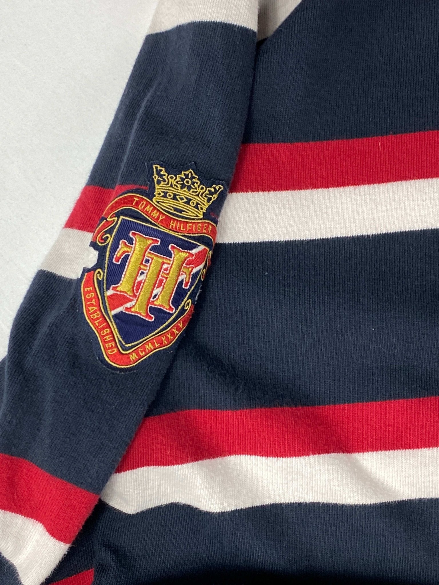 VINTAGE TOMMY HILFIGER POLO TEE RED/BLUE (L) - L - grabbers.studio