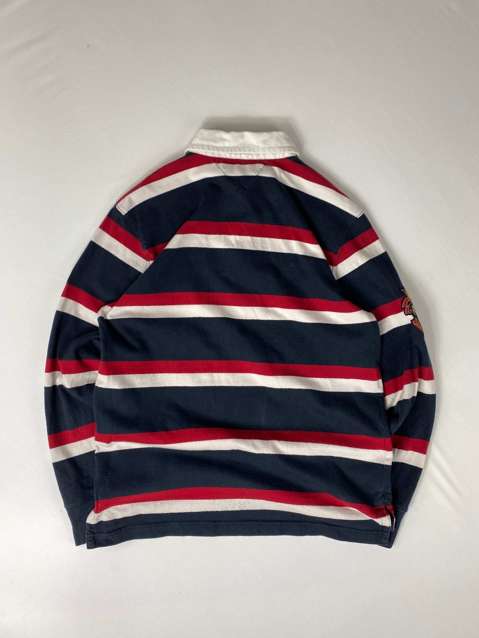 VINTAGE TOMMY HILFIGER POLO TEE RED/BLUE (L) - L - grabbers.studio