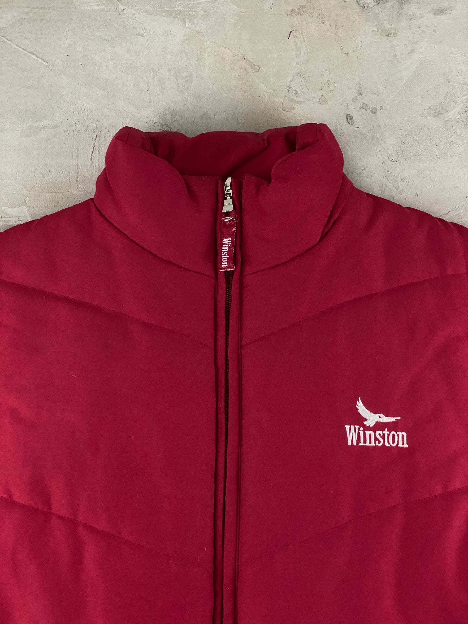 VINTAGE WINSTON PUFFER VEST BURGUNDY (L) - L - grabbers.studio