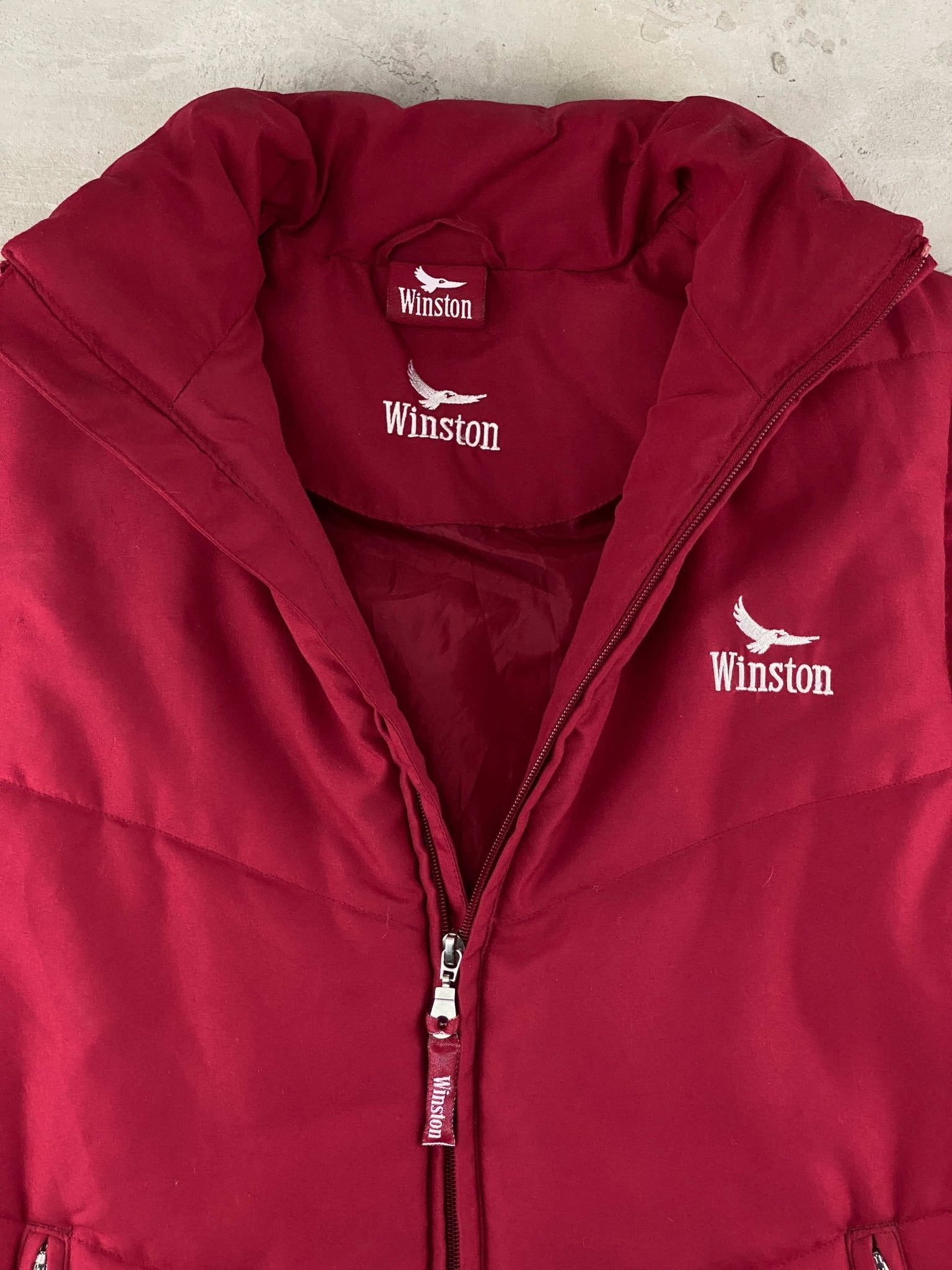 VINTAGE WINSTON PUFFER VEST BURGUNDY (L) - L - grabbers.studio
