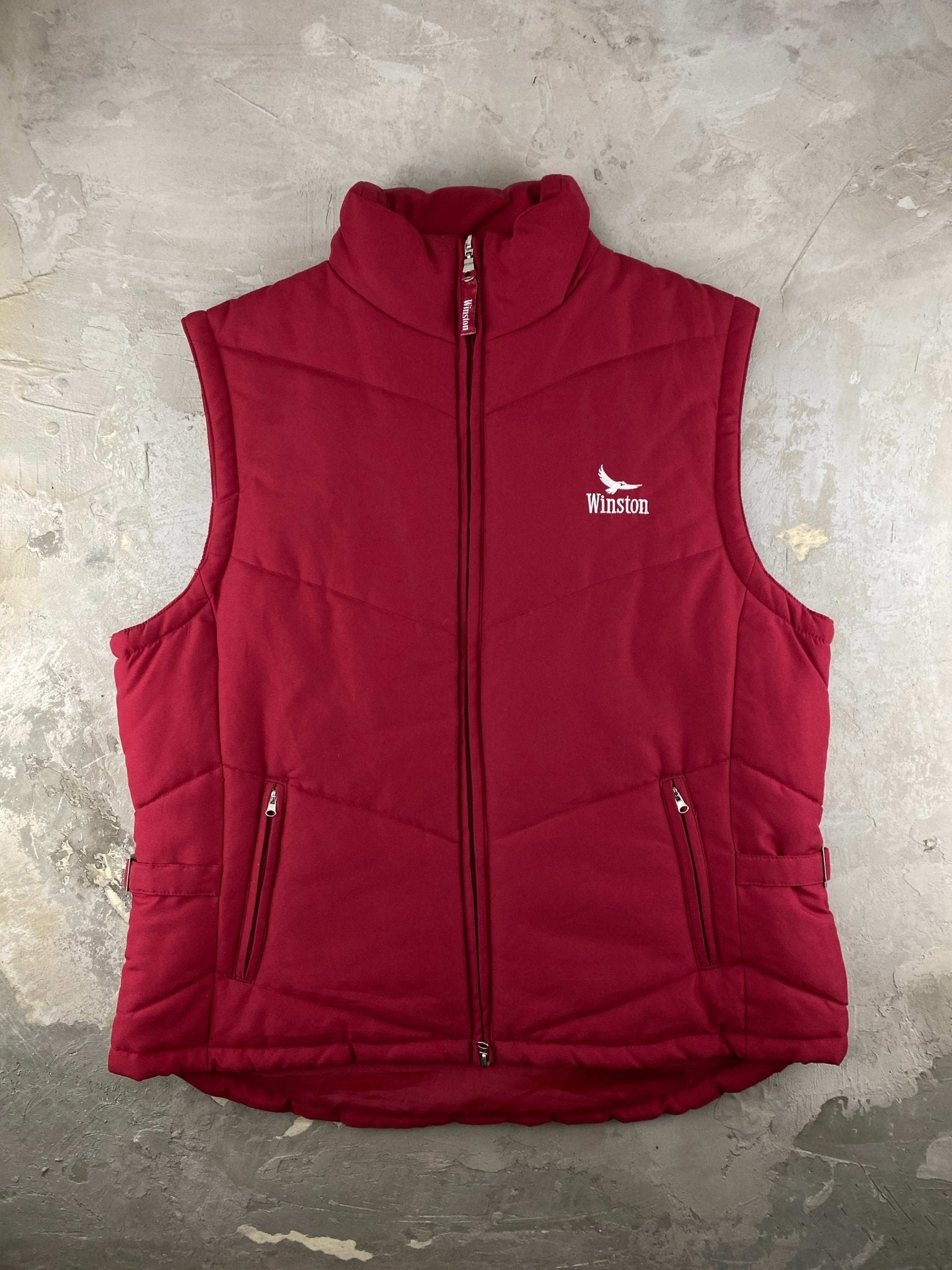 VINTAGE WINSTON PUFFER VEST BURGUNDY (L) - L - grabbers.studio